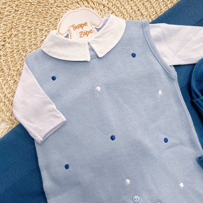 Saída de Maternidade Serenity - Azul Jeans e Azul Bebê